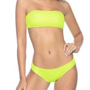 PILYQ Tube‎ Bandeau Bikini Top and Full Bikini Bottom in Pineapple Reef Terry L
